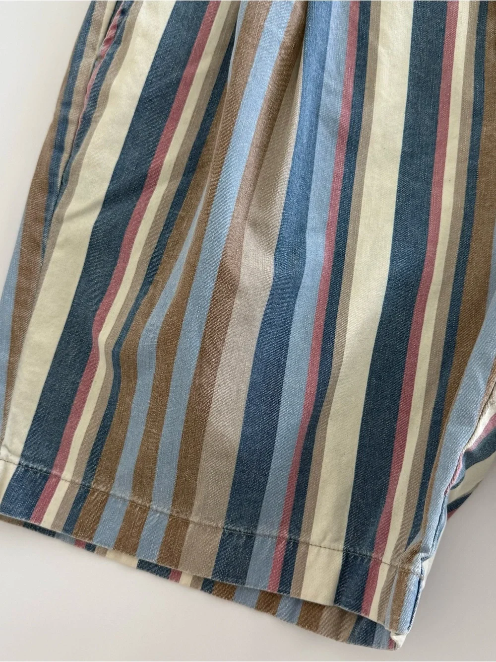 Vintage Ruff Hewn Striped Pleated Men’s Shorts Size 32 X 7” Granpa Chic 80s 90s